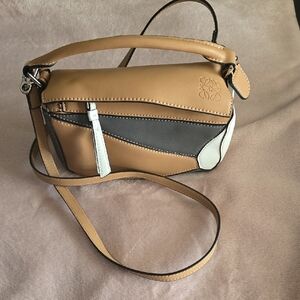 Loewe Tan, Gray & White Puzzle-Style Crossbody Bag